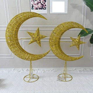BATTERY OPERATED STAR AND MOON GLITTER LIGHT ON STAND AKR080A