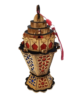 WOODEN DECORATION LANTERN WITH LIGHT AND MUSIC EGY-43