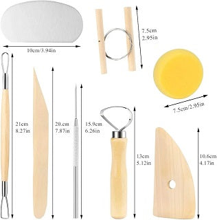 8 PIECES WOODEN POTTERY TOOL SET LORA0111