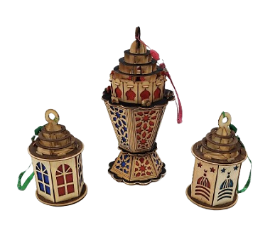 WOODEN DECORATION LANTERN WITH LIGHT AND MUSIC EGY-43
