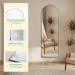 ARCHED ALUMINIUM FRAME FULL LENGTH FLOOR MIRROR K1757
