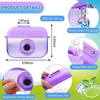 CAMERA WATER BOTTLE FOR KIDS WITH STRAW 400ML TR508