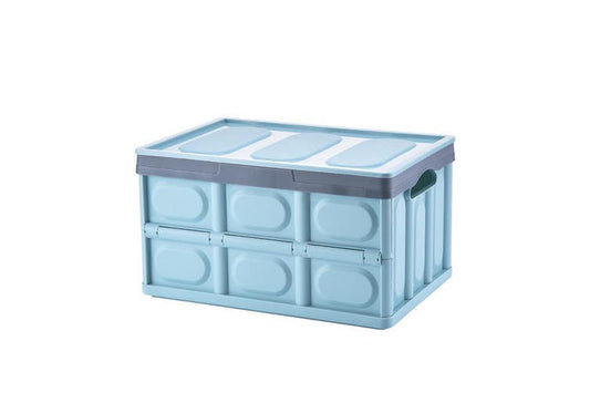 PLASTIC FOLDING HANDLE STORAGE BASKET WITH COVER