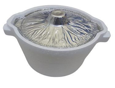 DISPOSABLE ALUMINIUM CONTAINER IN FOAM BOWL WITH COVER