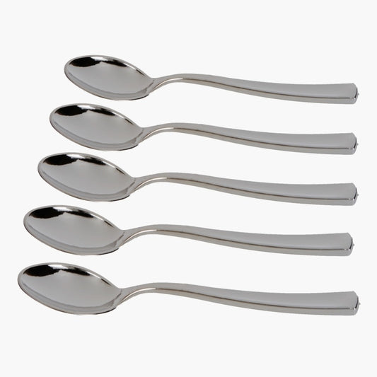 DISPOSABLE PLASTIC SILVER TEA SPOON SET OF 20