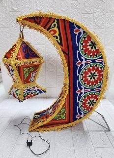 RAMADAN DECORATION MOON WITH HANGING LANTERN WITH LIGHT EGY-15