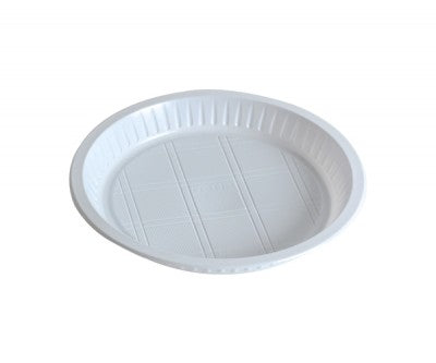DISPOSABLE ROUND PLASTIC PLATES SET OF 50