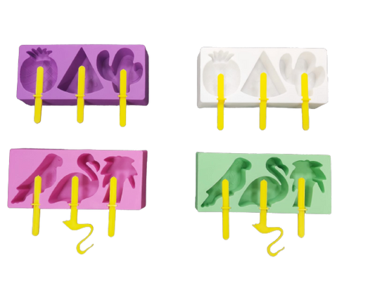 3 PC CAVITY SILICON POPSICLE MOLDS - 3PCSA