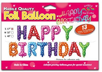 16" HAPPY BIRTHDAY LETTER FOIL BALLOONS HAPPY001