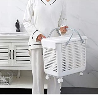 WHITE MULTIPURPOSE 2-3 TIER LAUNDRY BASKET CART CF-6399