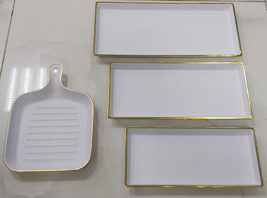 WHITE PLASTIC PLATE WITH GOLDEN RIM GOL001