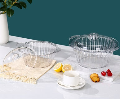 REUSABLE CLEAR PLASTIC BOWL WITH LID 4125