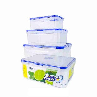 PLASTIC AIR TIGHT MICROWAVE FOOD BOX SET OF 4