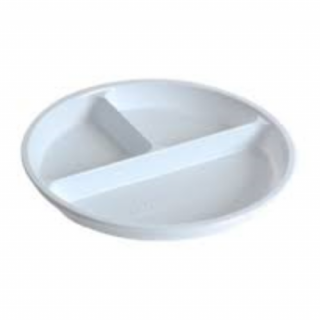 DISPOSABLE ROUND COMPARTMENTED PLASTIC PLATES SET OF 50