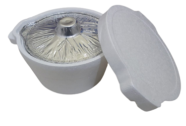 DISPOSABLE ALUMINIUM CONTAINER IN FOAM BOWL WITH COVER