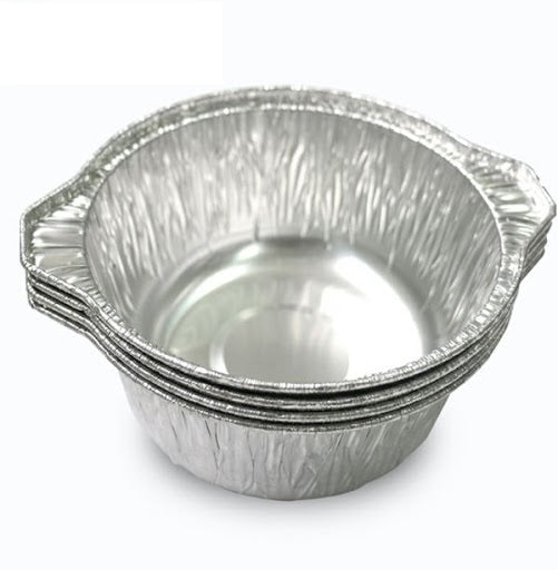 DISPOSABLE ALUMINIUM ROUND CONTAINERS WITH COVER AND HANDLES