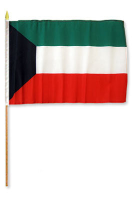 KUWAIT FLAG WITH WOODEN STICK