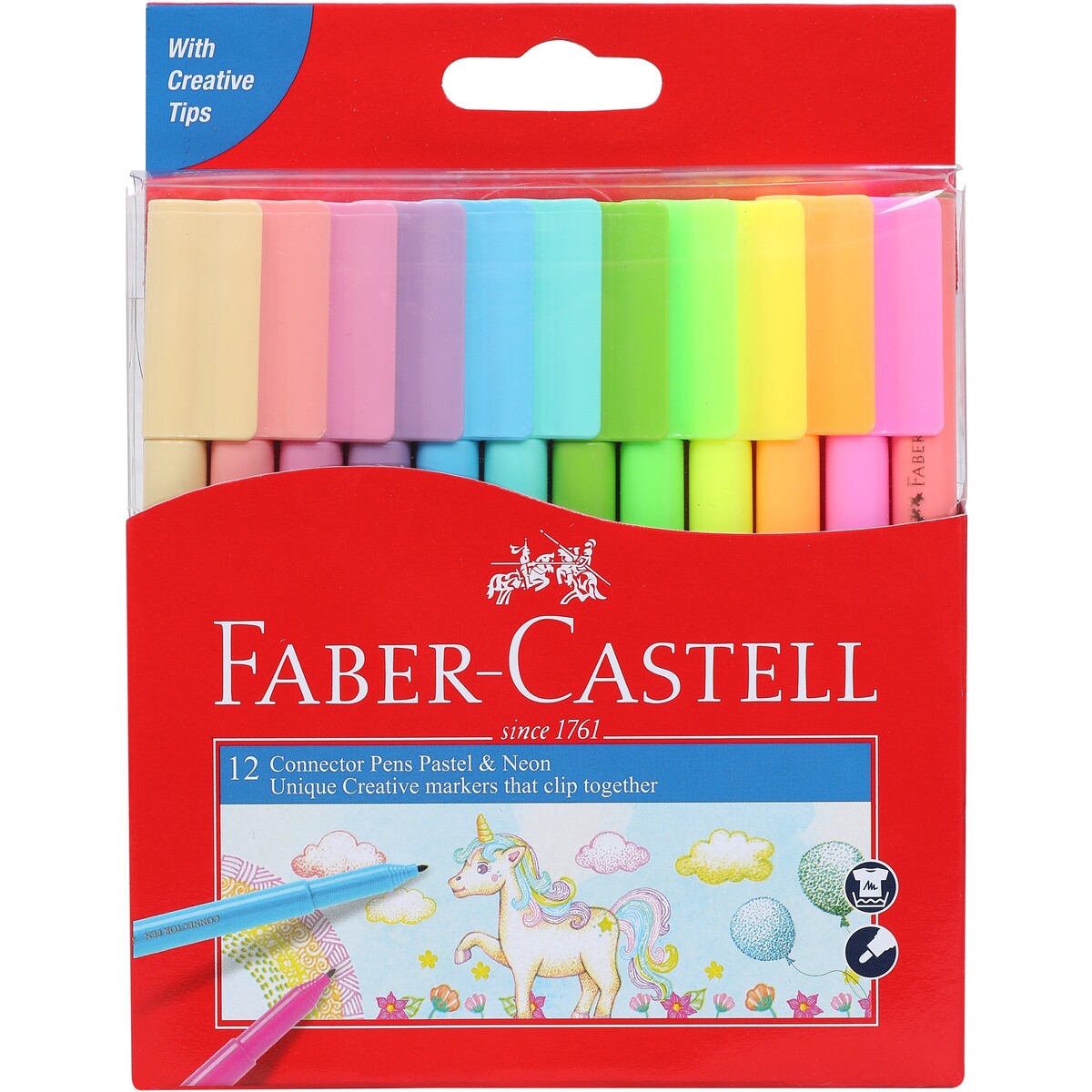 FABER-CASTELL 12 CONNECTOR PENS PASTEL & NEON