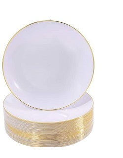 WHITE PLASTIC PLATE WITH GOLDEN RIM GOL001