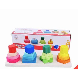 GEOMETRIC FOUR COLUMN WOODEN TOYS 6515-11