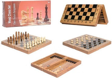 3 في 1 لوحة الشطرنج الخشبية